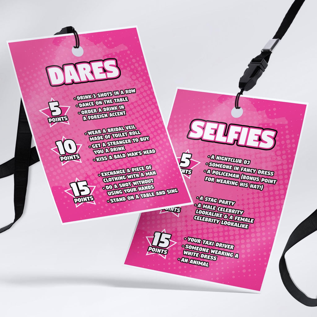 Personalised Hen night party style VIP pass & lanyard Invitations Invites | Favours itinerary selfies dares