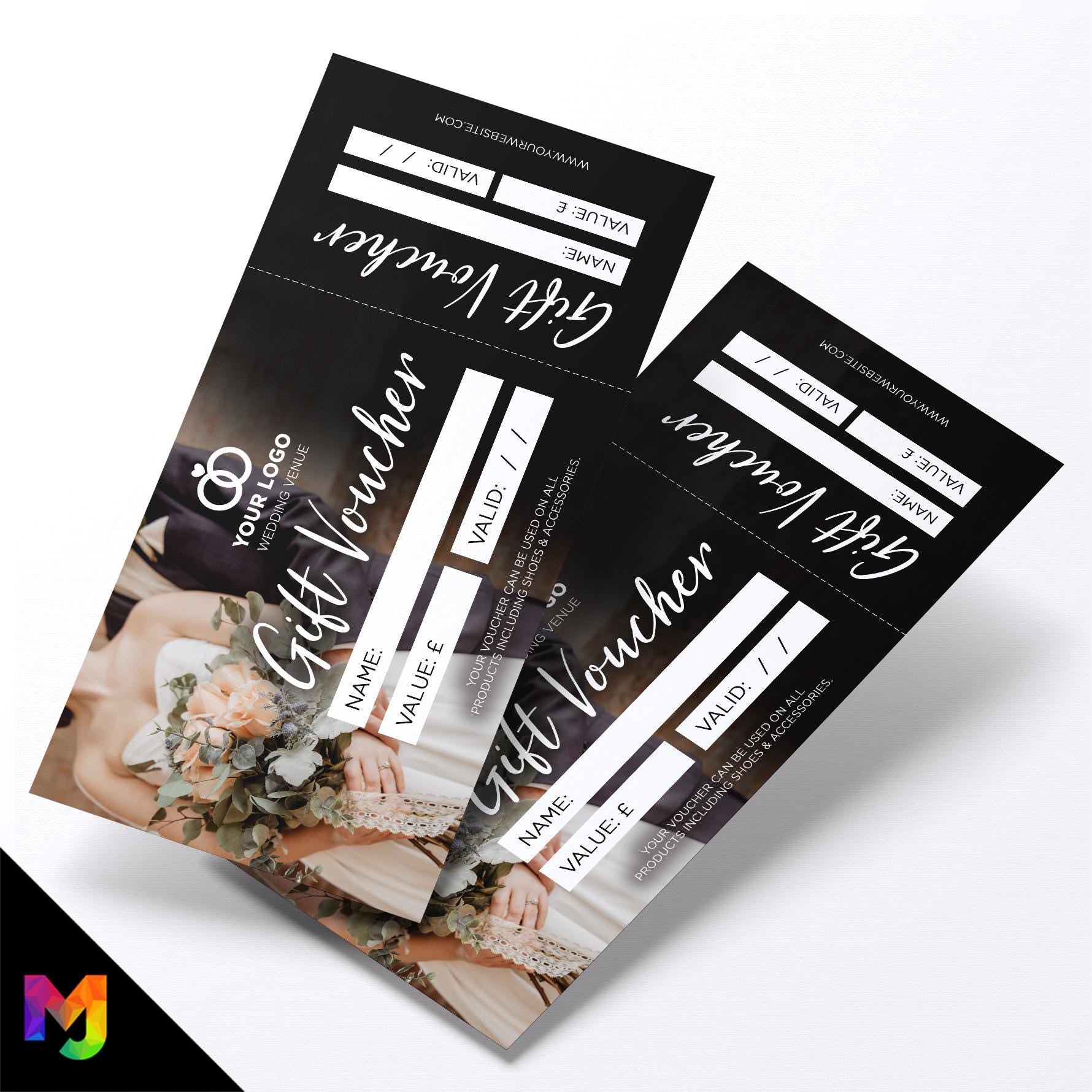 Custom printed gift vouchers | Perforated stubs | Wedding Bridal Shop Venue Marriage Celebration Bride Room Ring Jewellery 4