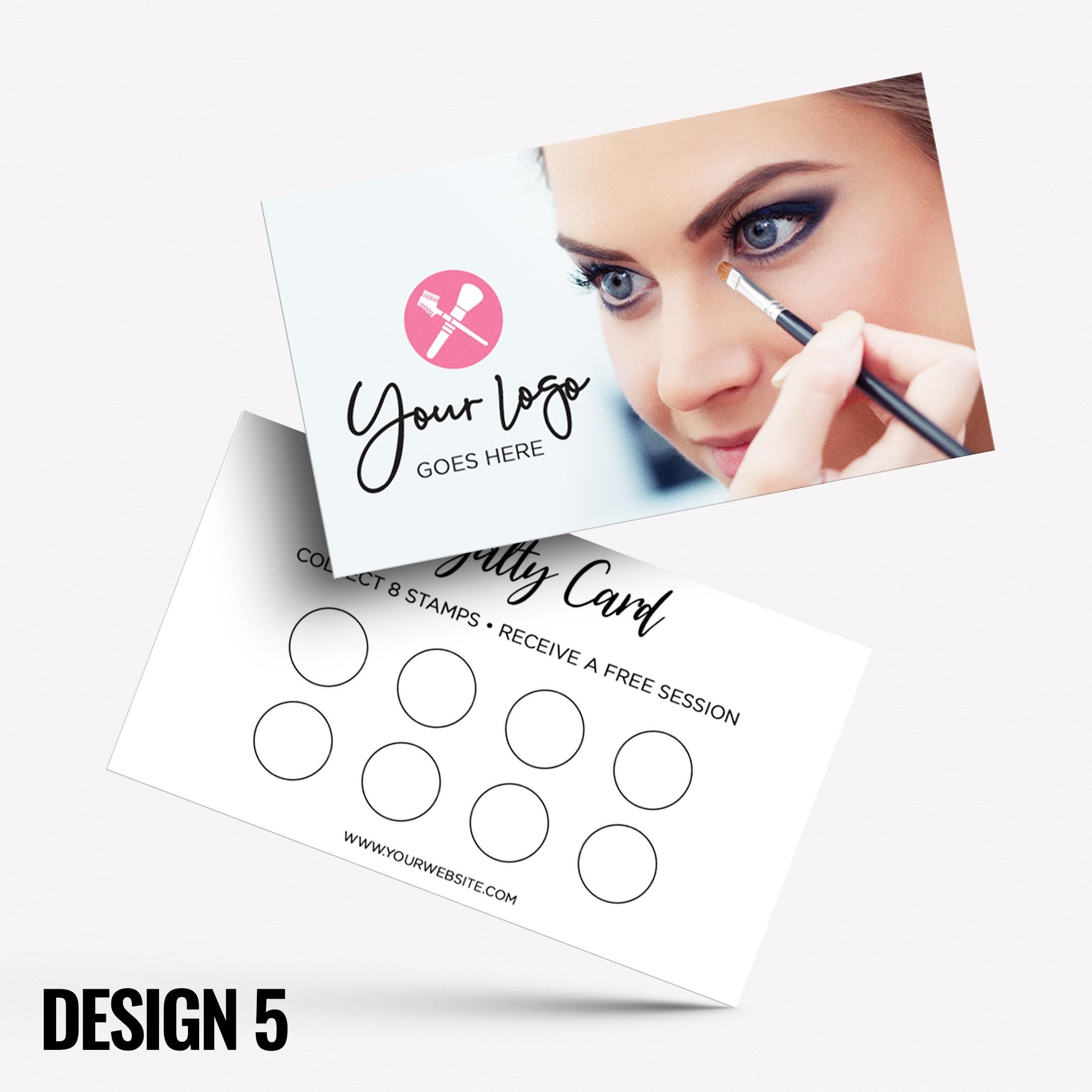 Custom printed loyalty reward cards | Make up artist MUA beautician stylist PMU girls makeup lash lips brushes businesses