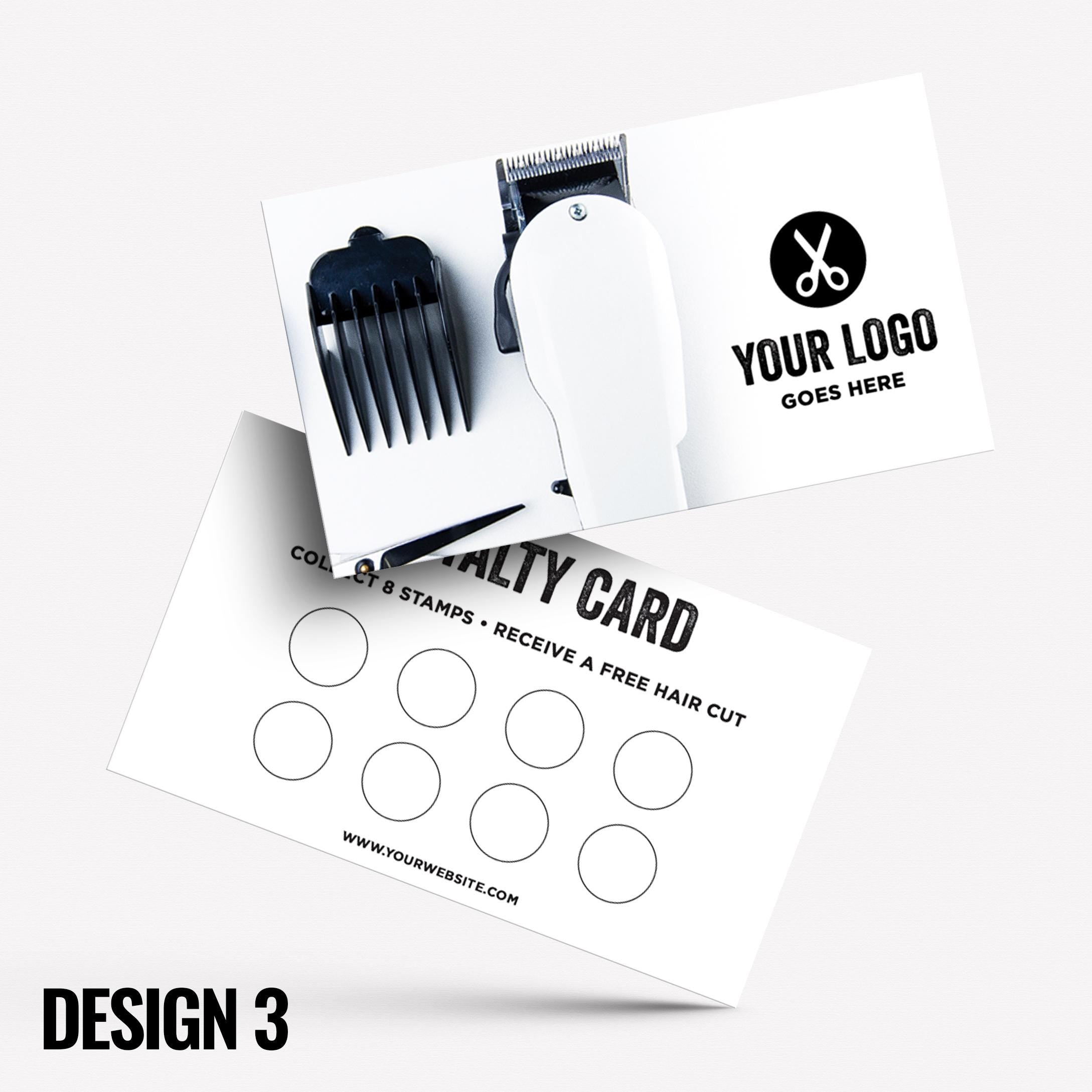 Custom printed loyalty reward cards | Barber hairdresser stylist skin fade grooming male barbers barbering cut businesses