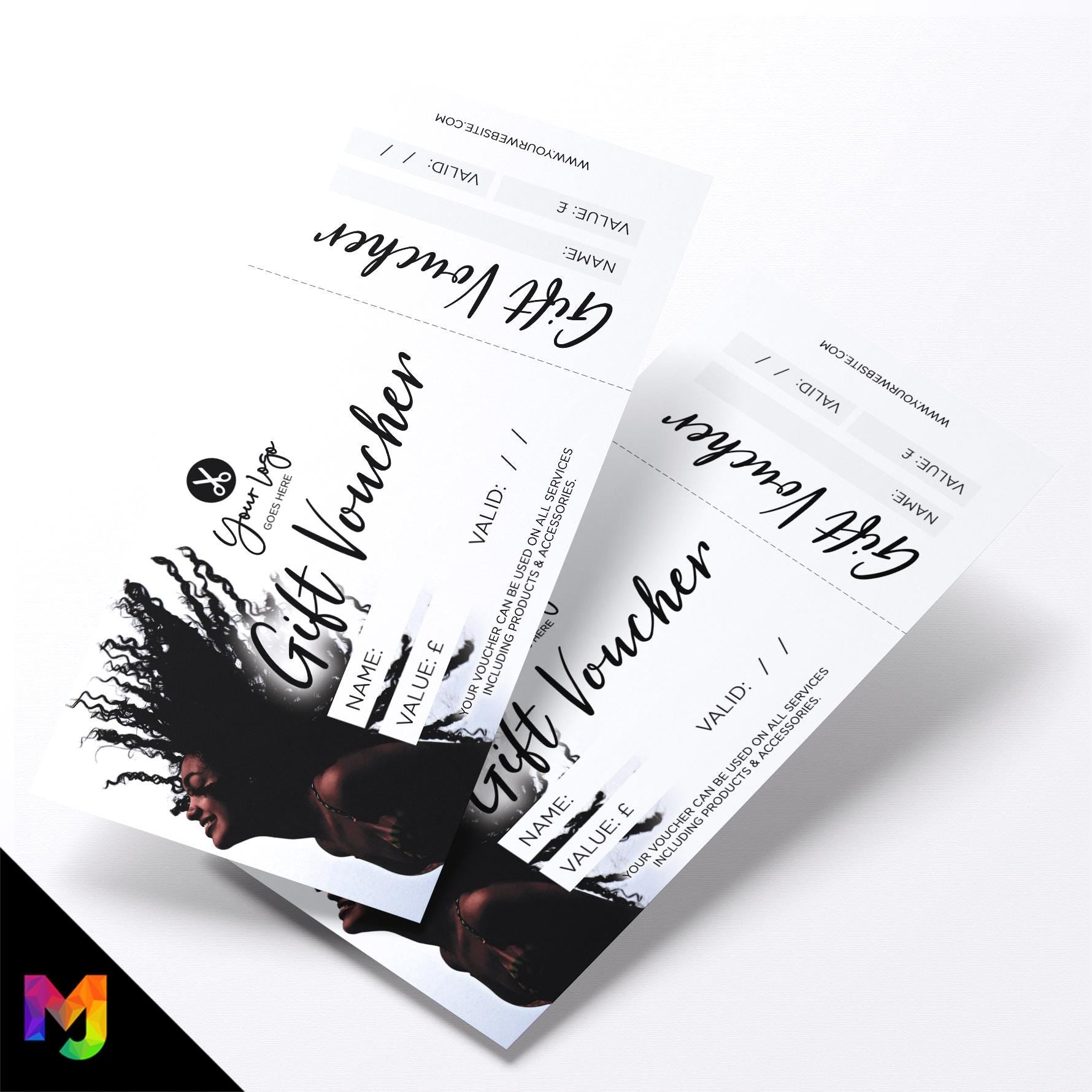 Custom printed gift vouchers | Perforated stubs | Hairdresser salon beautician hair female woman business 02