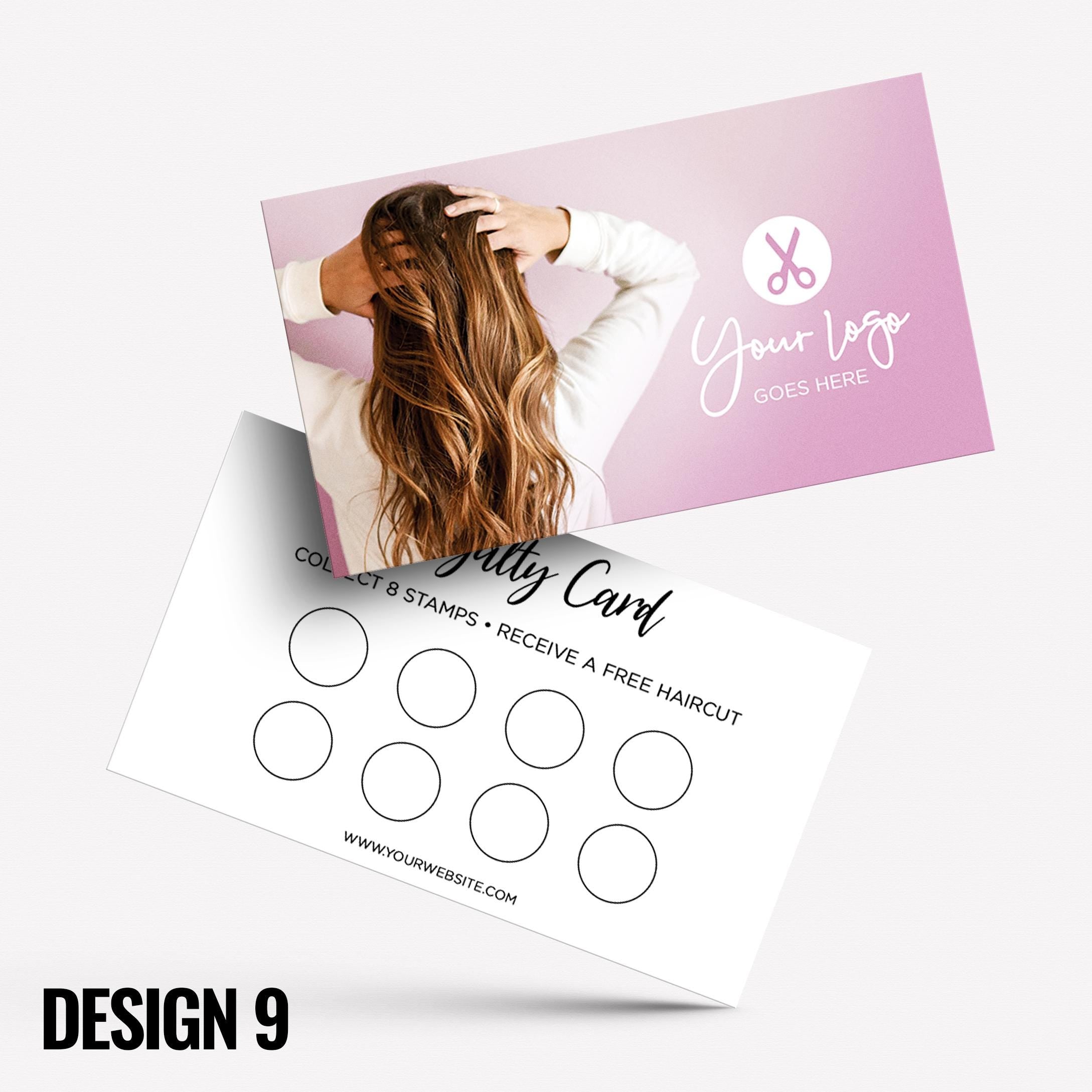Custom printed loyalty reward cards | Hair salon stylist hair dresser hairdressing beauty female beautician businesses