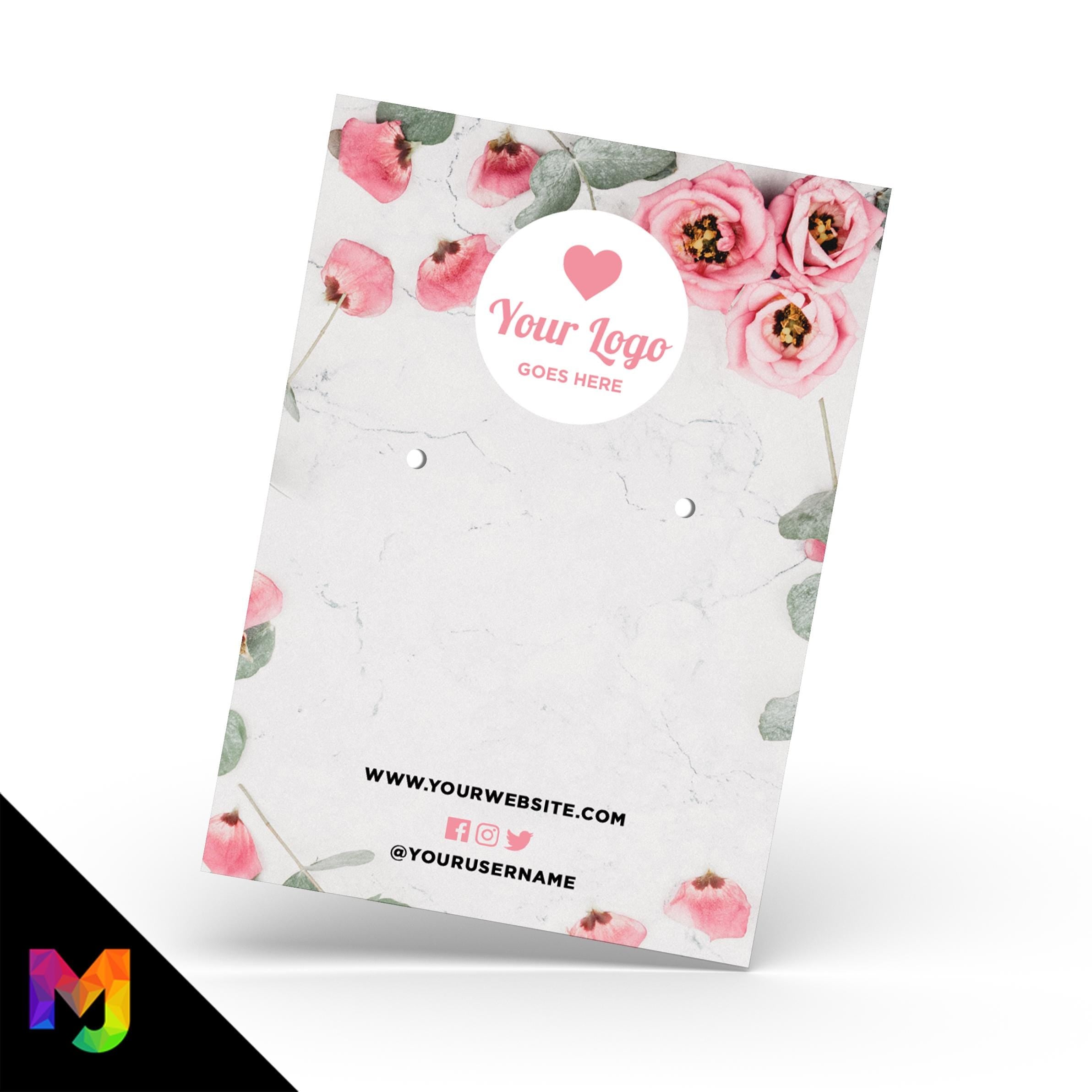 Custom jewellery backing card printing | A6 size | Pink bouquet floral flowers feminine design