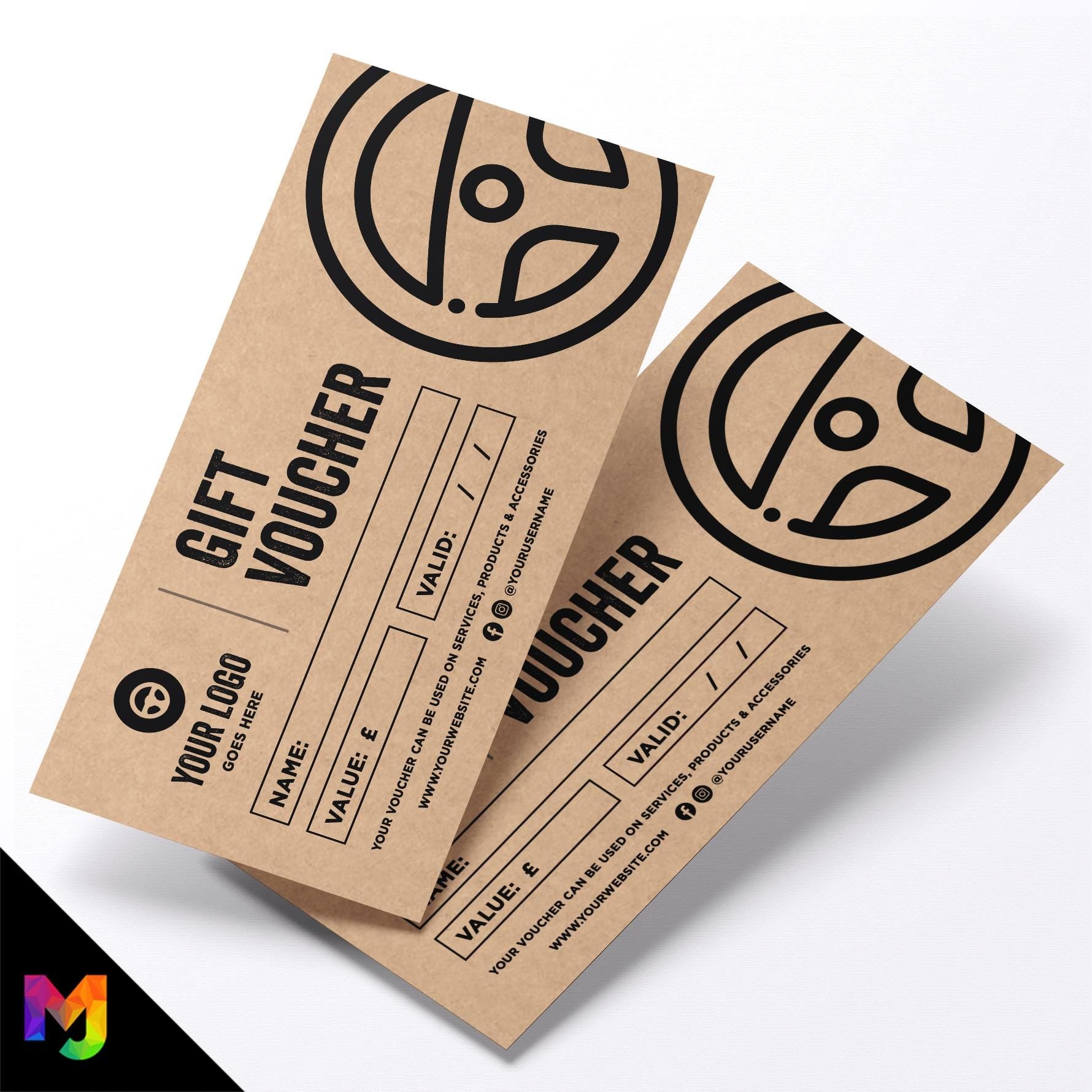 Custom printed kraft gift vouchers | Eco-friendly recycled | Car Wash Valet Business Garage Cleaning Detailing Showroom 3
