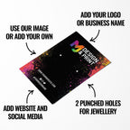 Custom jewellery backing card printing | A6 size | Red black swirl abstract style design 1
