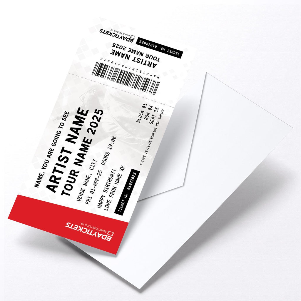 Personalised mock gig/concert ticket Birthday / Christmas gift | Any artist/band/show!