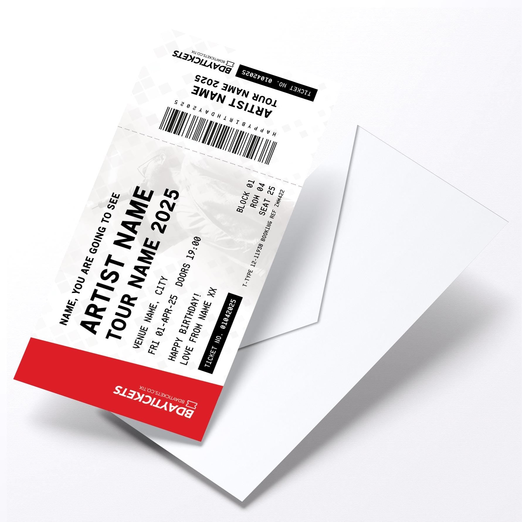 Personalised mock gig/concert ticket Birthday / Christmas gift | Any artist/band/show!