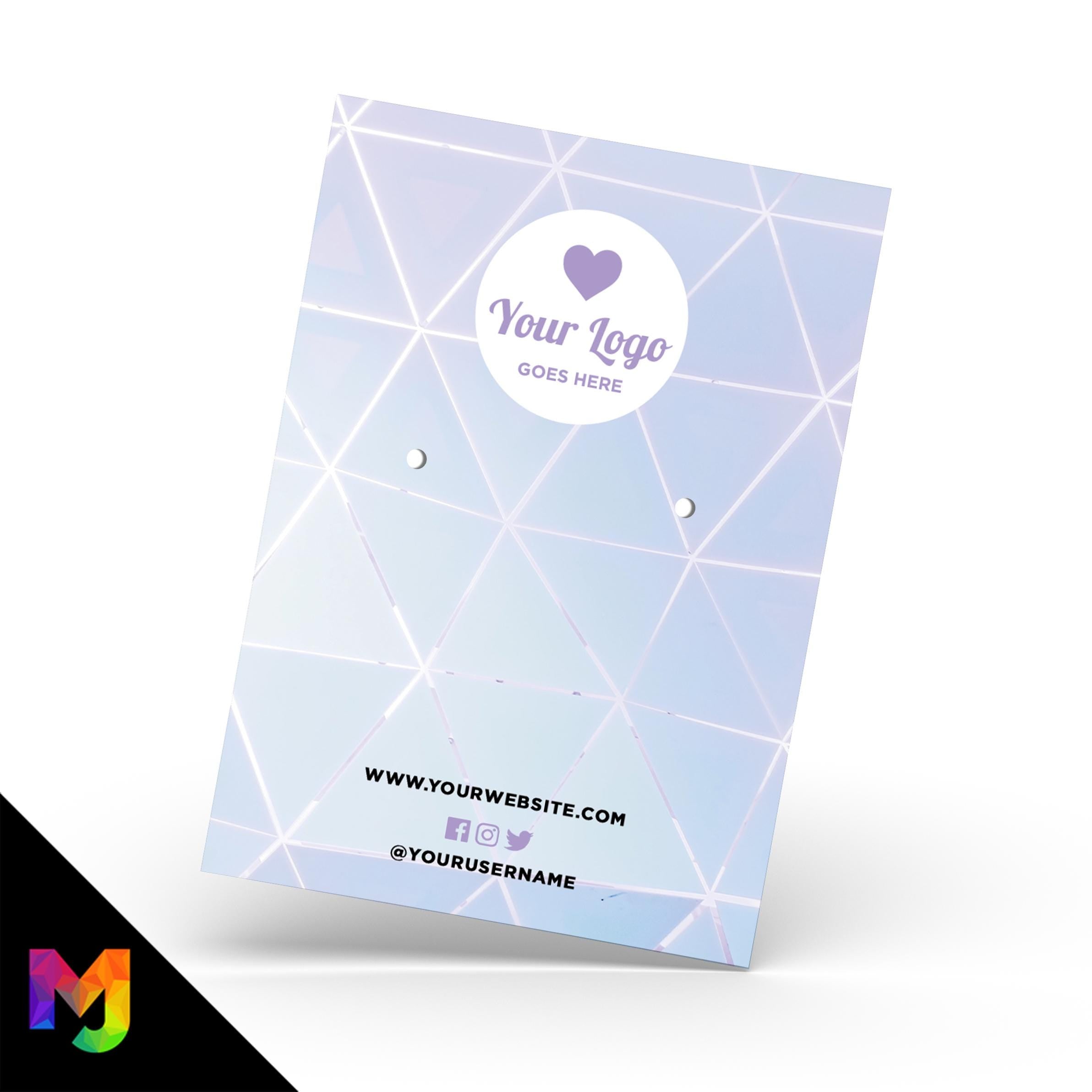 Custom jewellery backing card printing | A6 size | Purple blue light pattern abstract style design