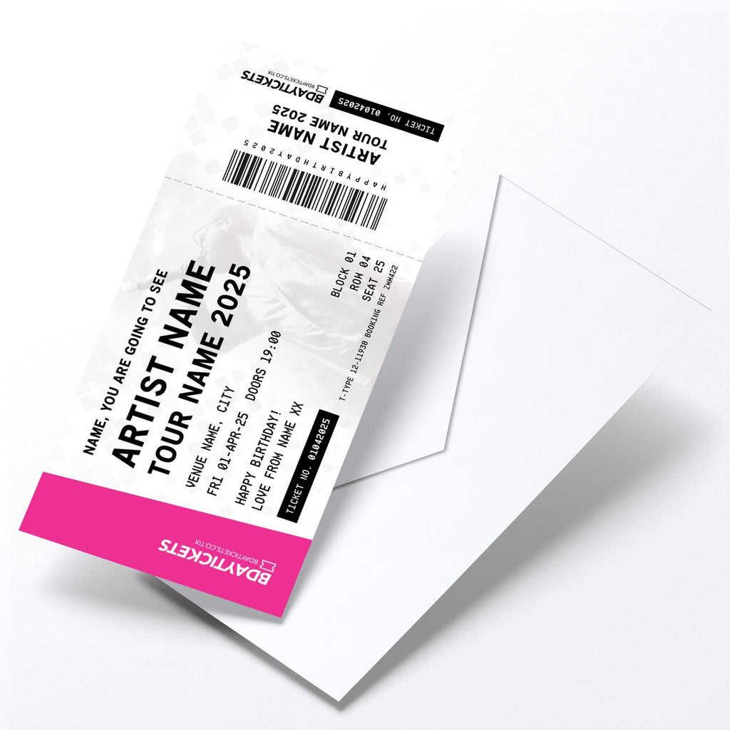 Personalised mock gig/concert ticket Birthday / Christmas gift | Any artist/band/show!