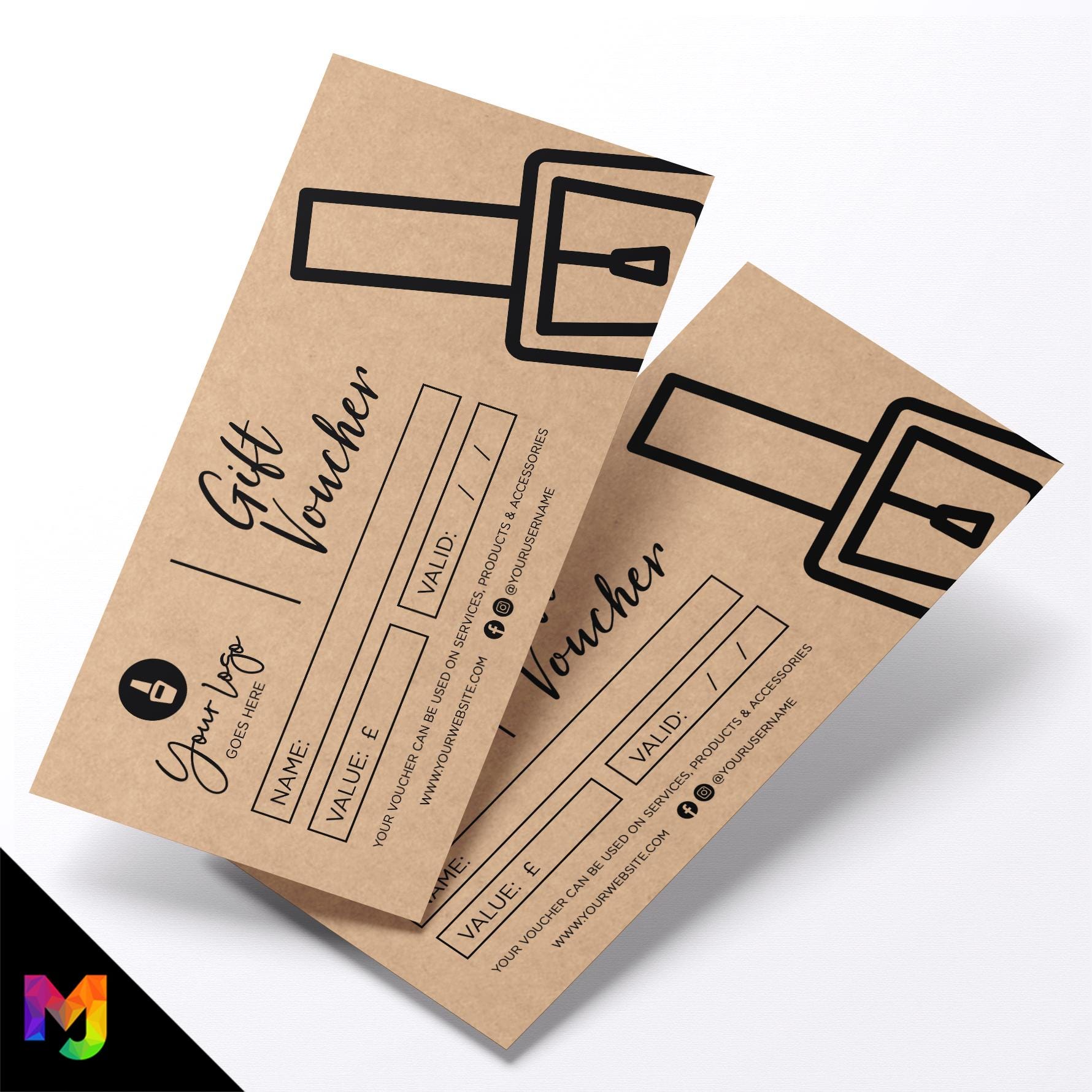 Custom printed kraft gift vouchers | Eco-friendly recycled | Nail technician beauty therapist salon business 1