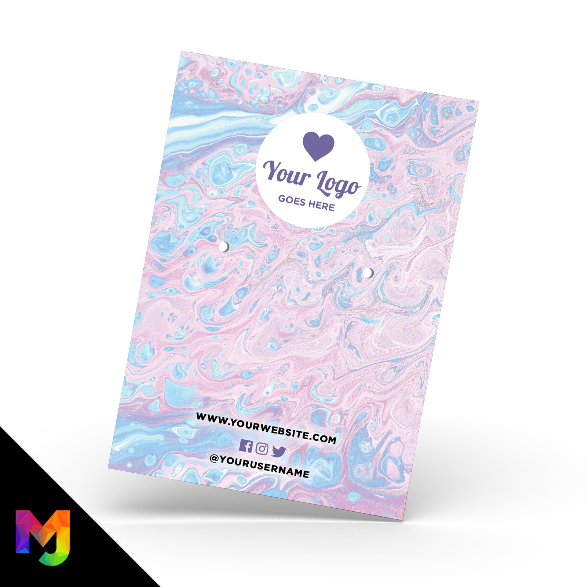 Custom jewellery backing card printing | A6 size | Pink purple blue wax pattern abstract style design 2