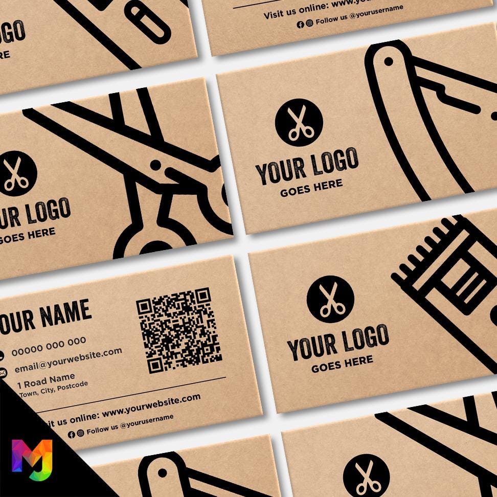 Custom Kraft Business Card Printing | Barber hairdresser stylist skin fade grooming male barbers barbering cut businesses