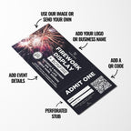 Custom printed Firework Bonfire night tickets | Perforated stubs | Fire flame party