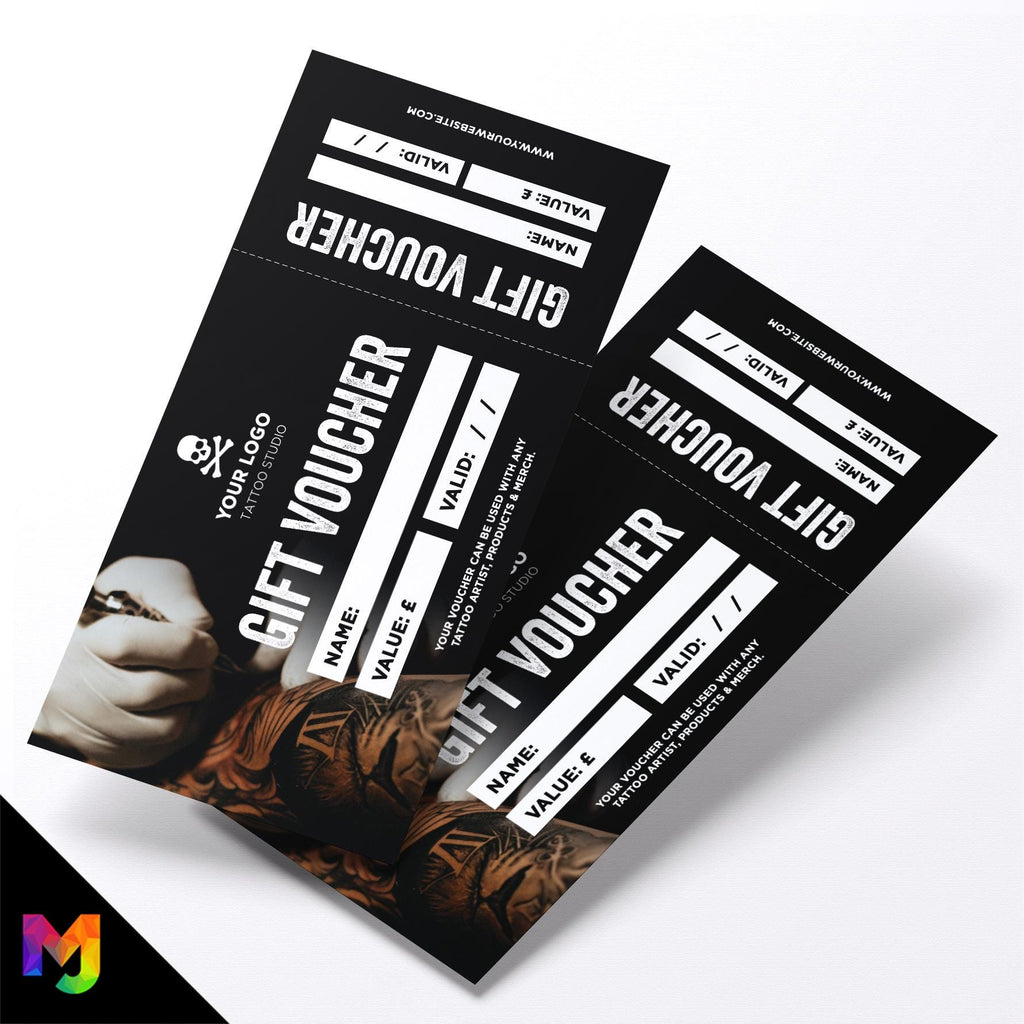 Custom printed gift vouchers | Perforated stubs | Tattoo shop tat artist studio piercing business 03