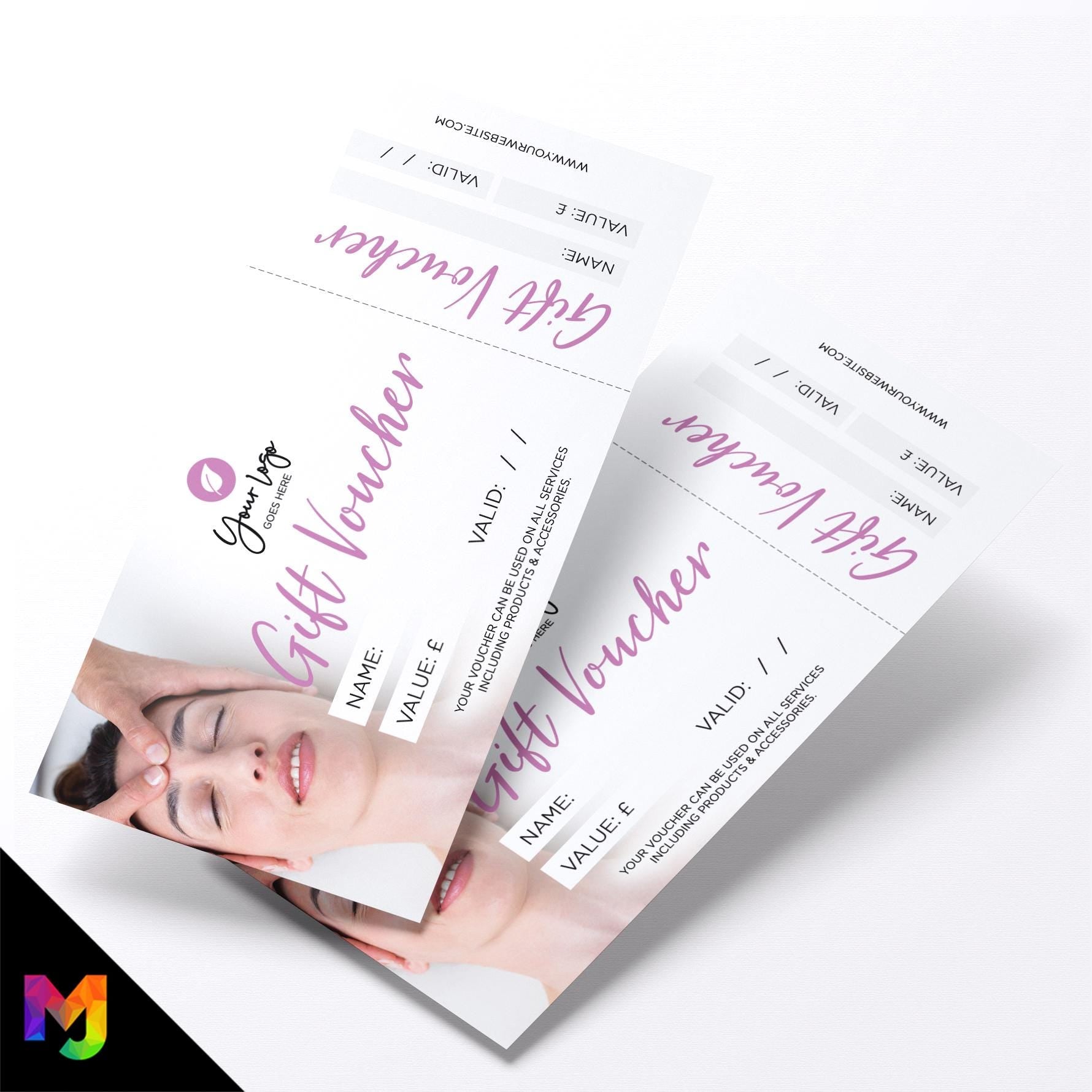 Custom printed gift vouchers | Perforated stubs | Massage therapy masseur beauty therapy therapist business 01