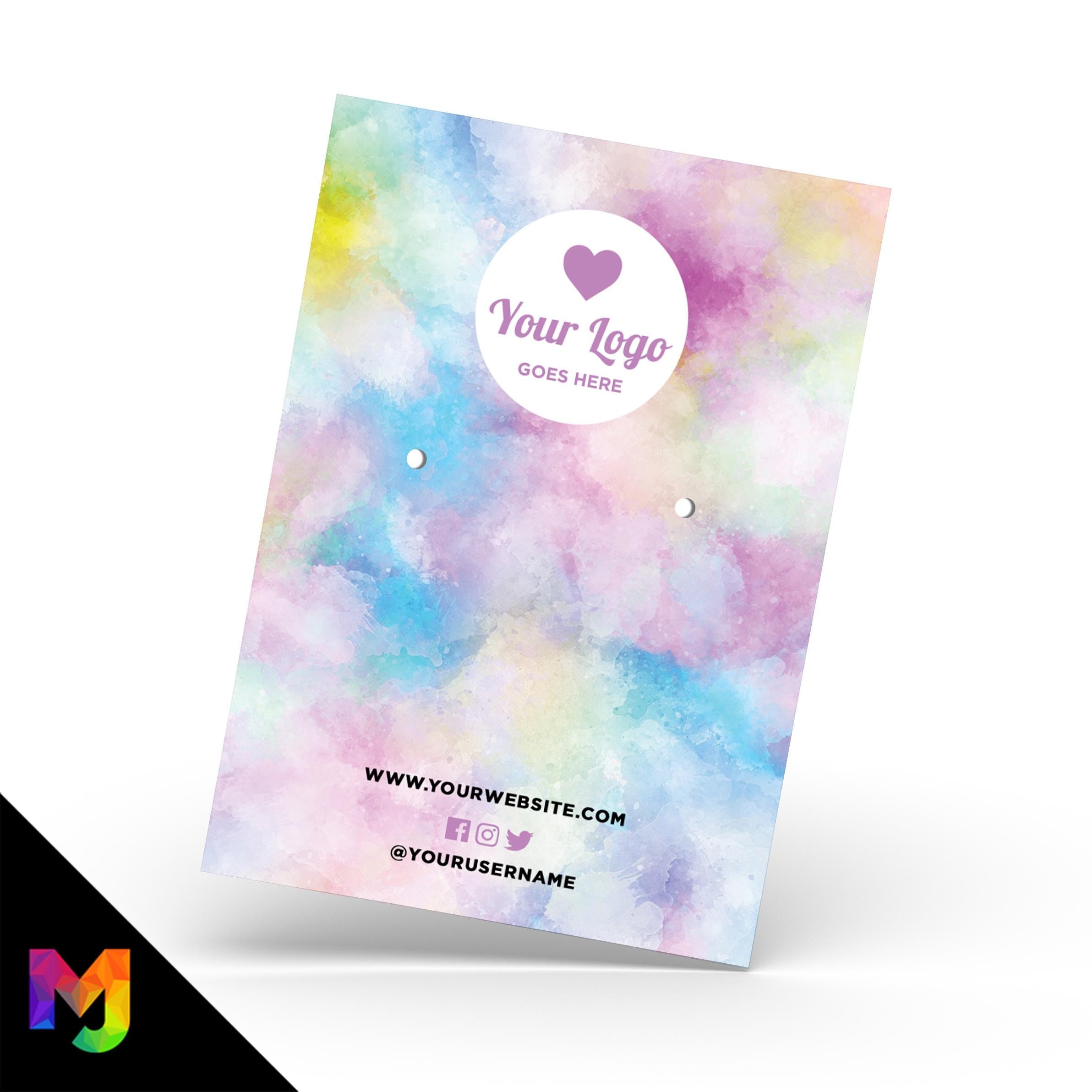 Custom jewellery backing card printing | A6 size | Watercolour mermaid pink blue purple style design