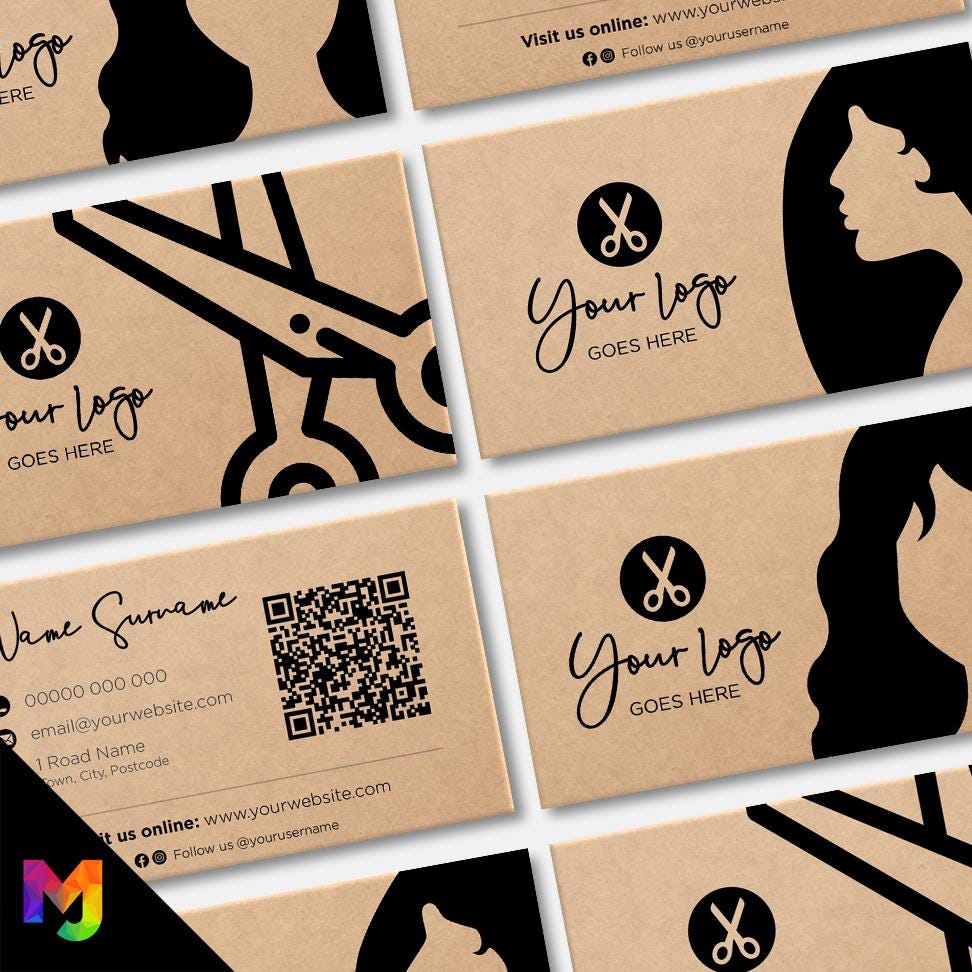 Custom Kraft Business Card Printing | Hair salon stylist hair dresser hairdressing beauty female beautician businesses
