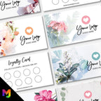 Custom printed loyalty reward cards | Floral flowers feminine cute pink purple orange blue roses flower elegant generic businesses