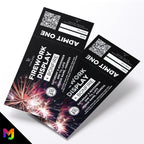 Custom printed Firework Bonfire night tickets | Perforated stubs | Fire flame party