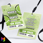 Personalised tennis / sports party style VIP pass & lanyards