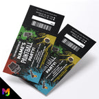 Personalised paintball party ticket style birthday invitations invites | Perforated | Paintballing fun outdoor adventure parties boys girls