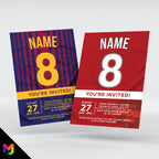 Personalised football shirt style Invitations Invites + thank you cards | Any colours!
