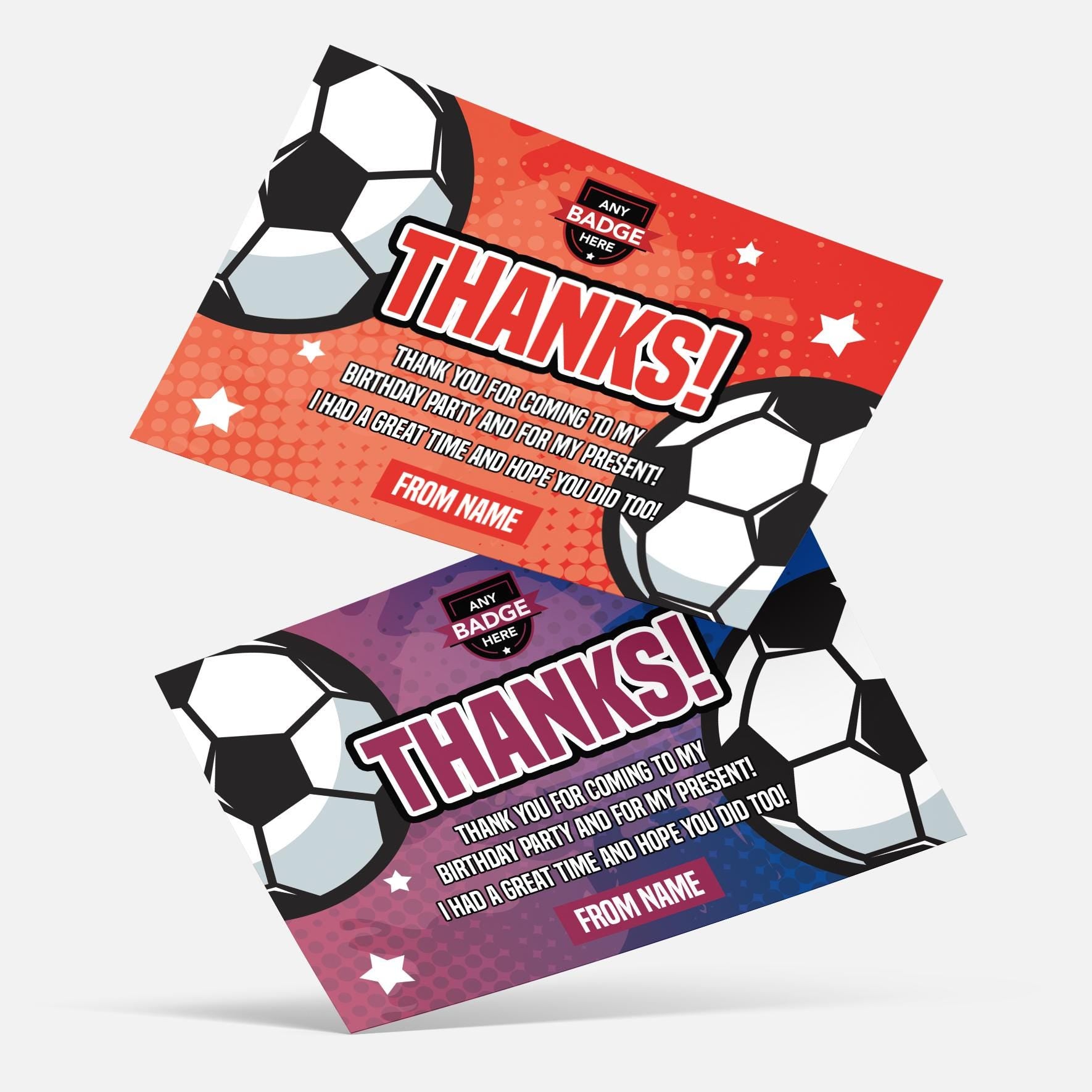 Personalised football shirt style Invitations Invites + thank you cards | Any colours!