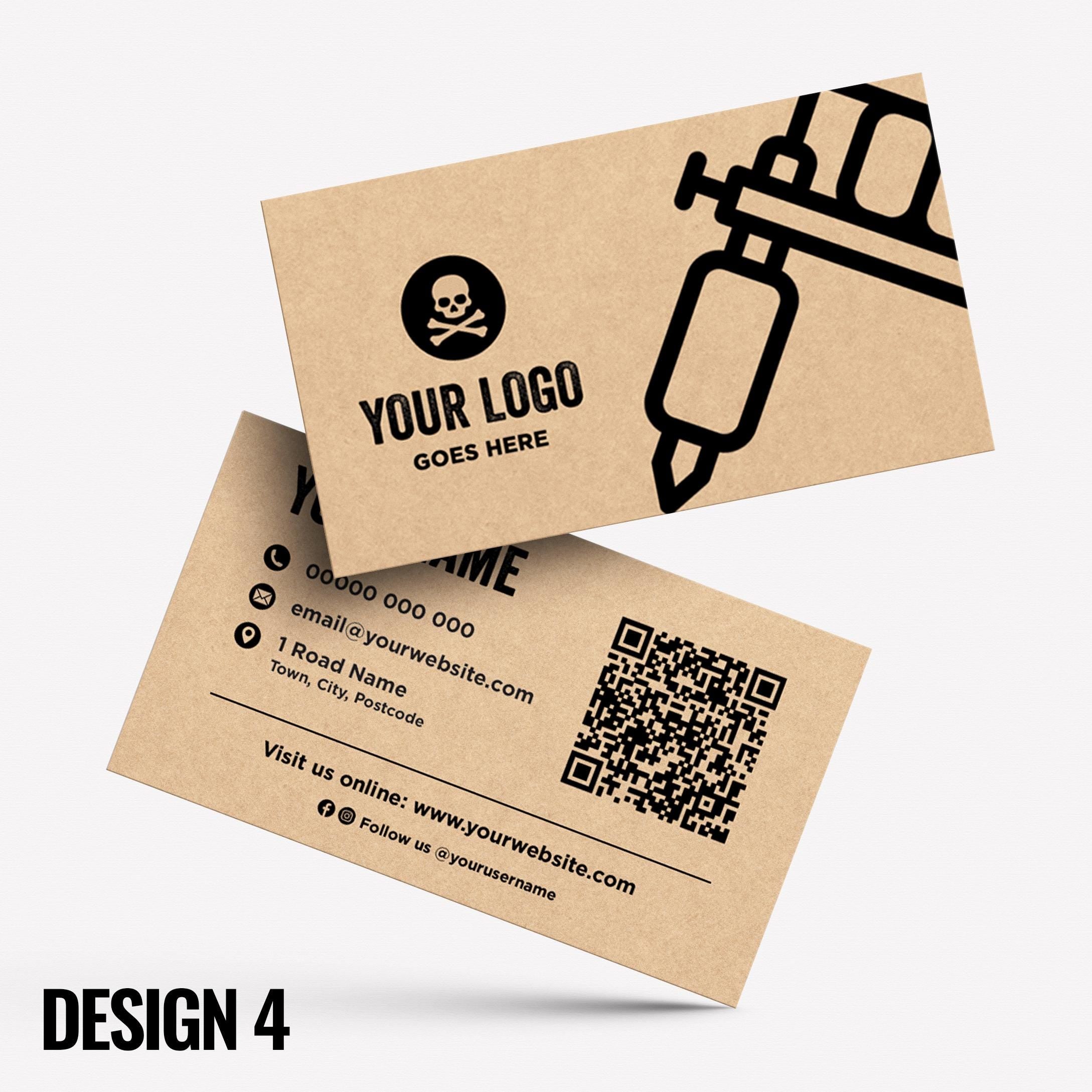 Custom Kraft Business Card Printing | Tattoo studio artist piercing piercer body art jewellery tats ink inked businesses parlour salon
