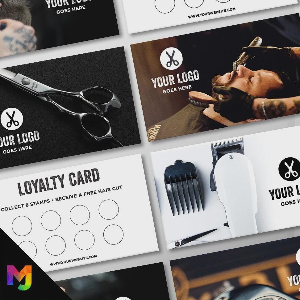 Custom printed loyalty reward cards | Barber hairdresser stylist skin fade grooming male barbers barbering cut businesses