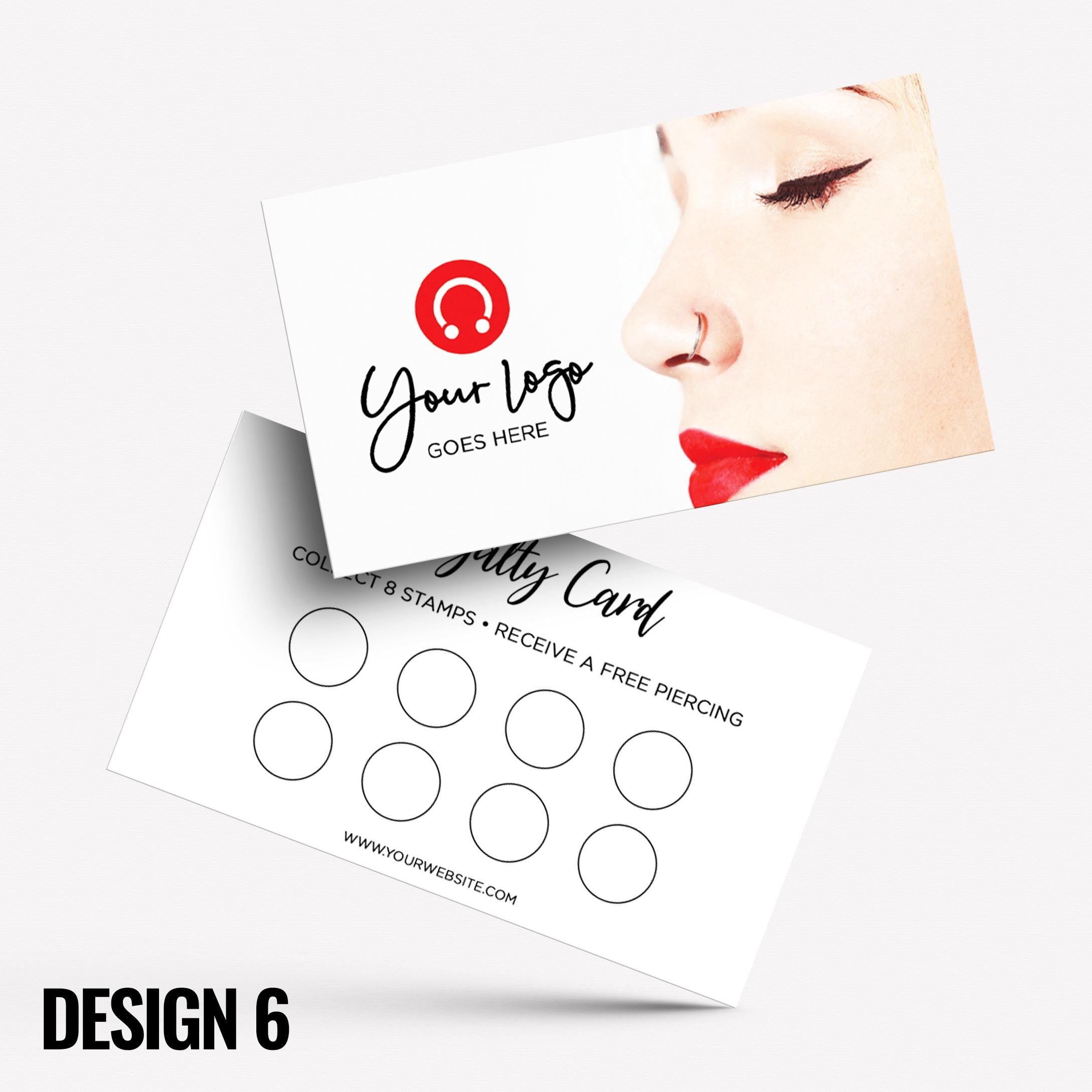 Custom printed loyalty reward cards | Tattoo studio artist piercing piercer body art jewellery tats ink inked businesses parlour salon