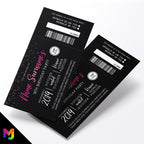 Personalised 18th birthday party black hot pink glitter ticket style Invitations Invites | Perforated | Any age!