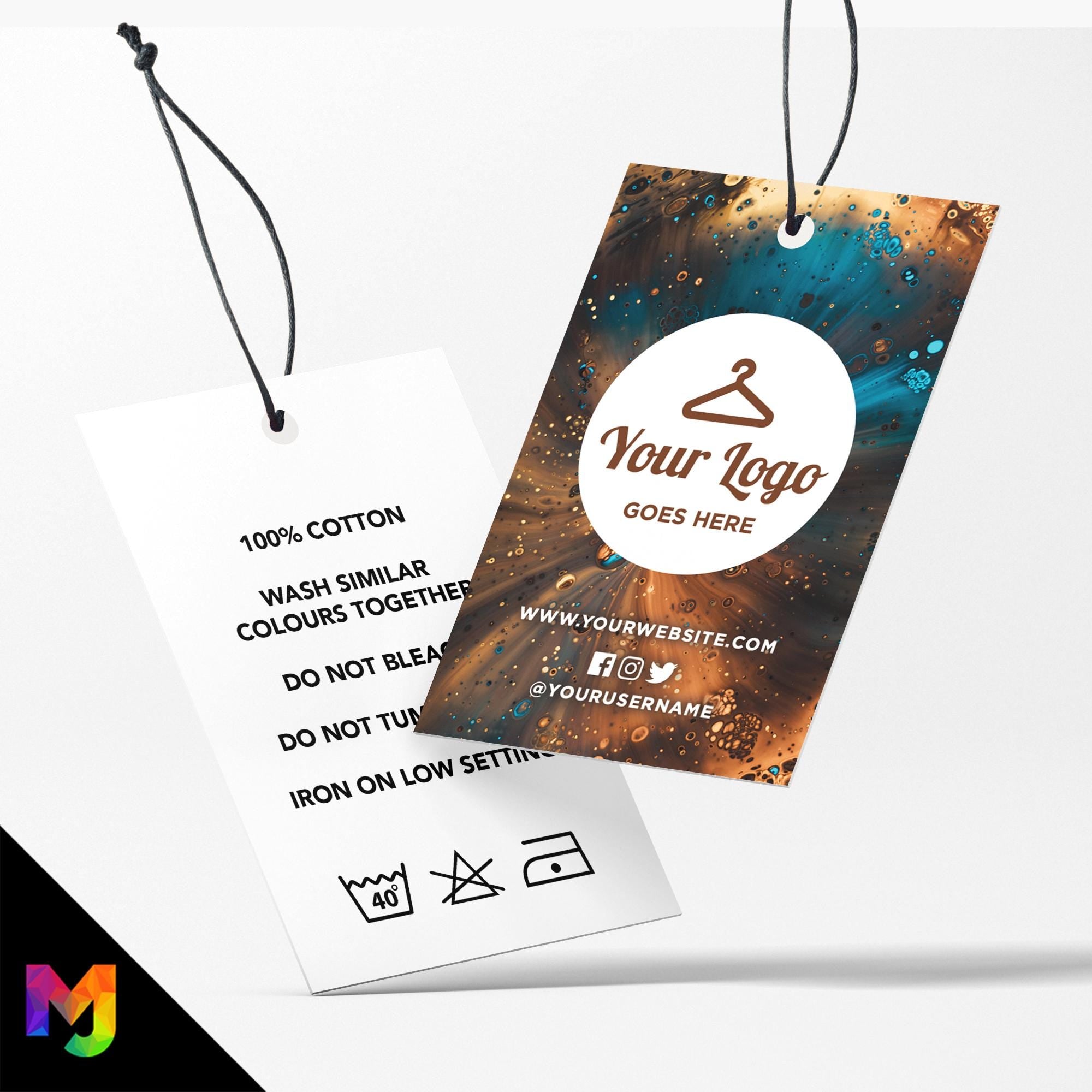 Custom printed clothing swing tags cards | Brown space sky galaxy style design