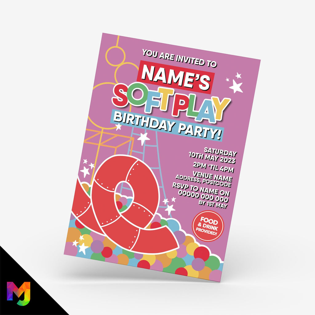 Personalised soft play indoor play area ball pit party Invitations Invites invites for kids 2