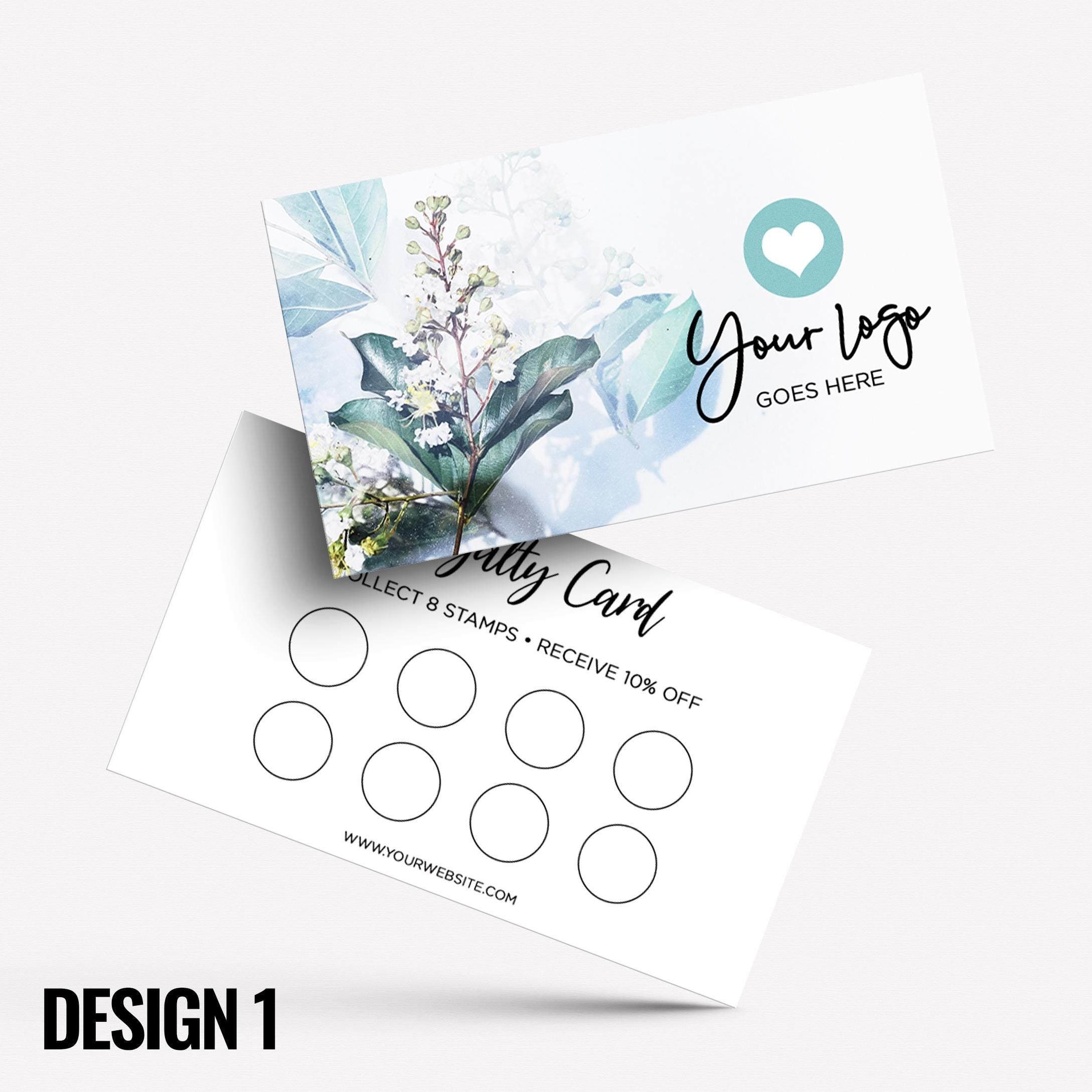 Custom printed loyalty reward cards | Floral flowers feminine cute pink purple orange blue roses flower elegant generic businesses