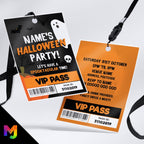 Personalised Halloween party style VIP pass & lanyard Invitations Invites | Scary ghost spooky