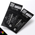 Custom printed school leavers party tickets | Perforated stubs | Black marble silver school student prom leaving party Class of 2025
