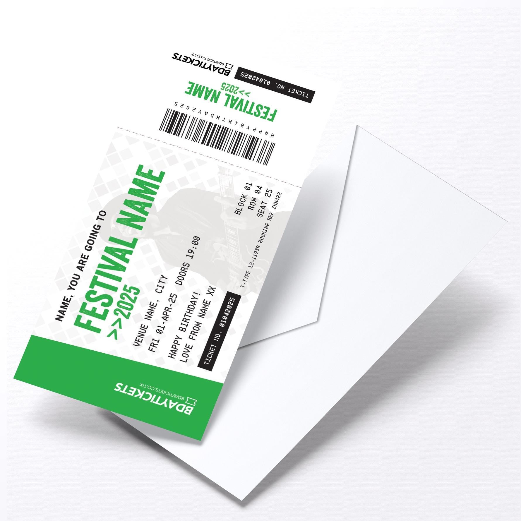 Personalised mock festival ticket Birthday / Christmas gift | Any festival name!