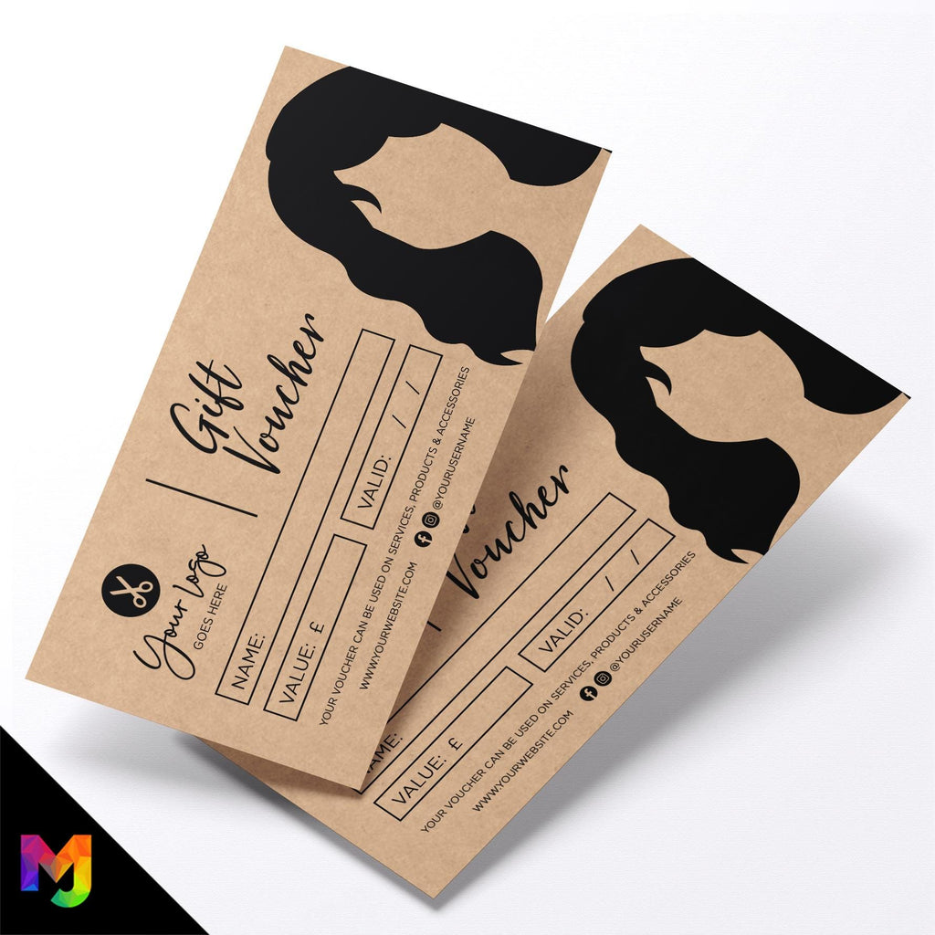 Custom printed kraft gift vouchers | Eco-friendly recycled | Hair salon stylist women's beauty styling haircut hairdressing hairdresser 3