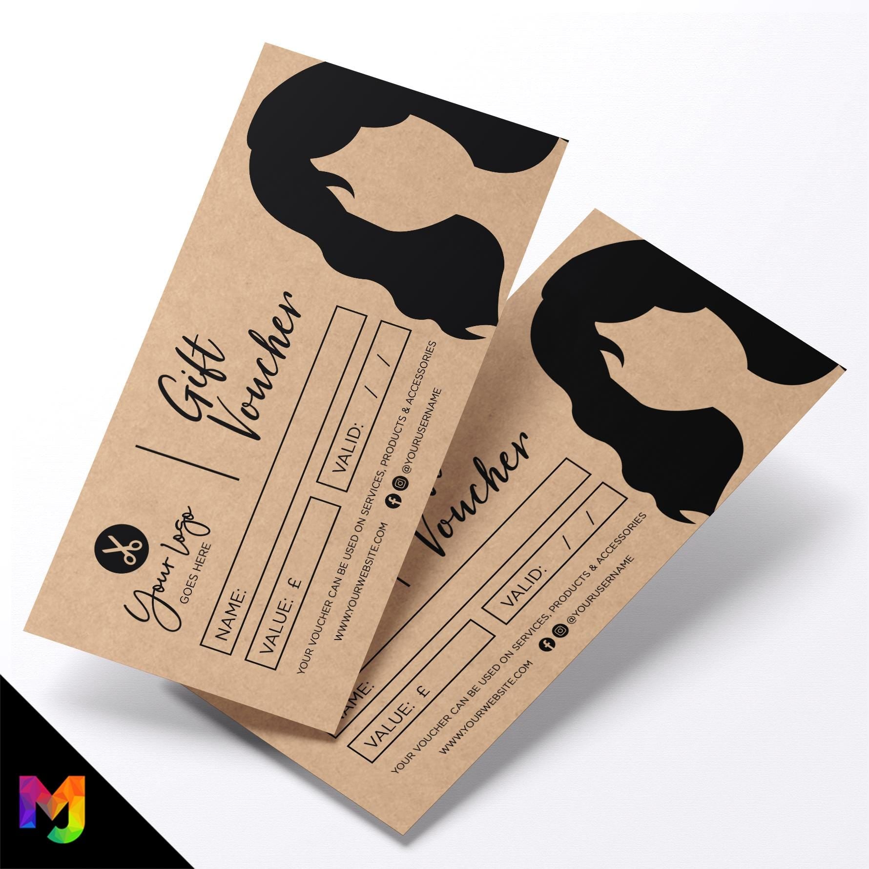 Custom printed kraft gift vouchers | Eco-friendly recycled | Hair salon stylist women's beauty styling haircut hairdressing hairdresser 3