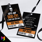 Personalised 'Let's get Boo-zy' Halloween party style VIP pass & lanyard Invitations Invites