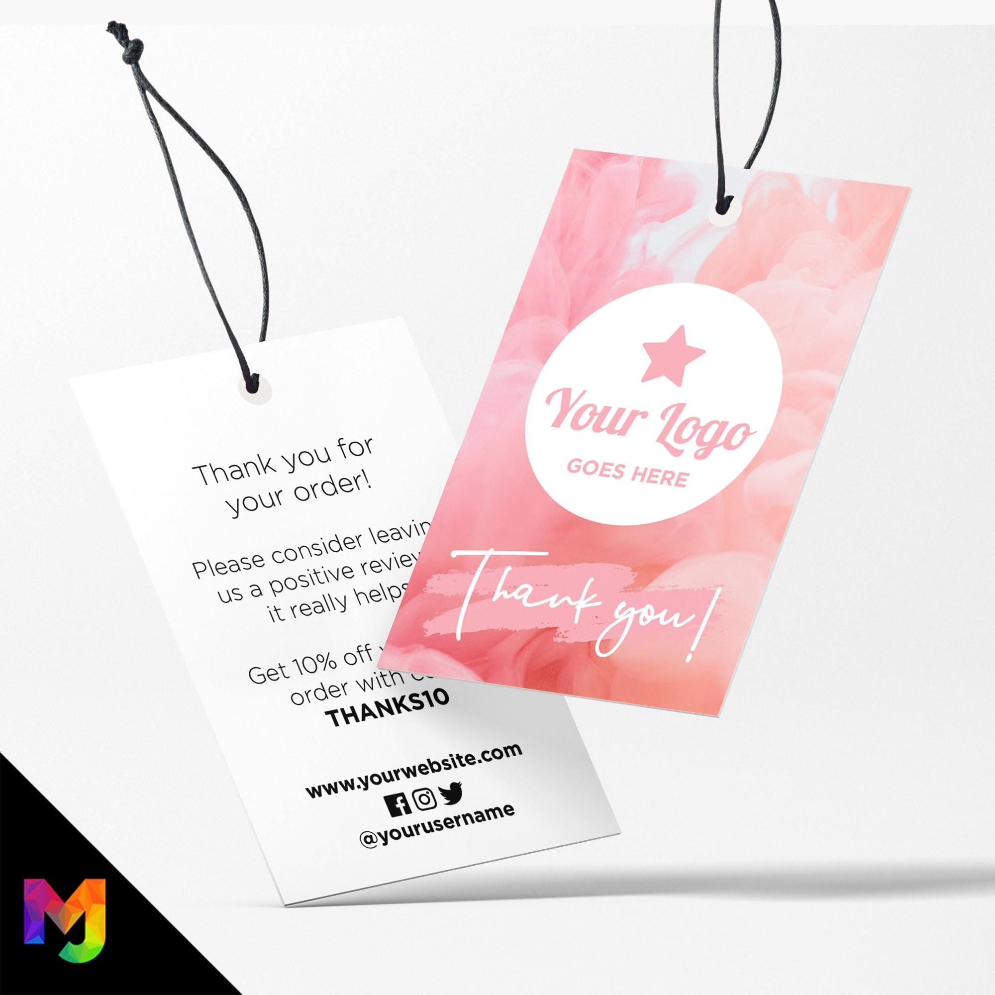 Custom printed thank you swing tags cards | Orange smoke feminine style design 02