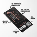 Custom printed school leavers party tickets | Perforated stubs | Black marble rose gold school student prom leaving party Class of 2025