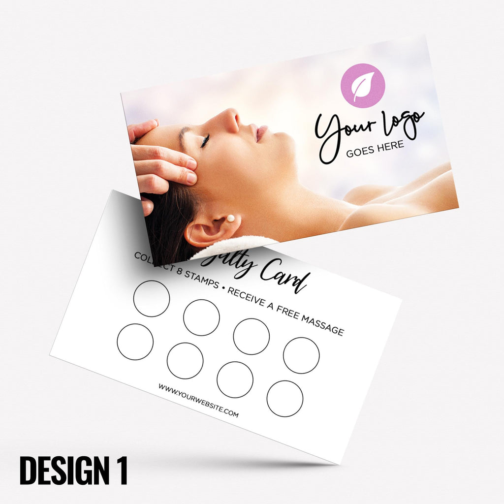 Custom printed loyalty reward cards | Massage therapy masseur sports beauty businesses meditation
