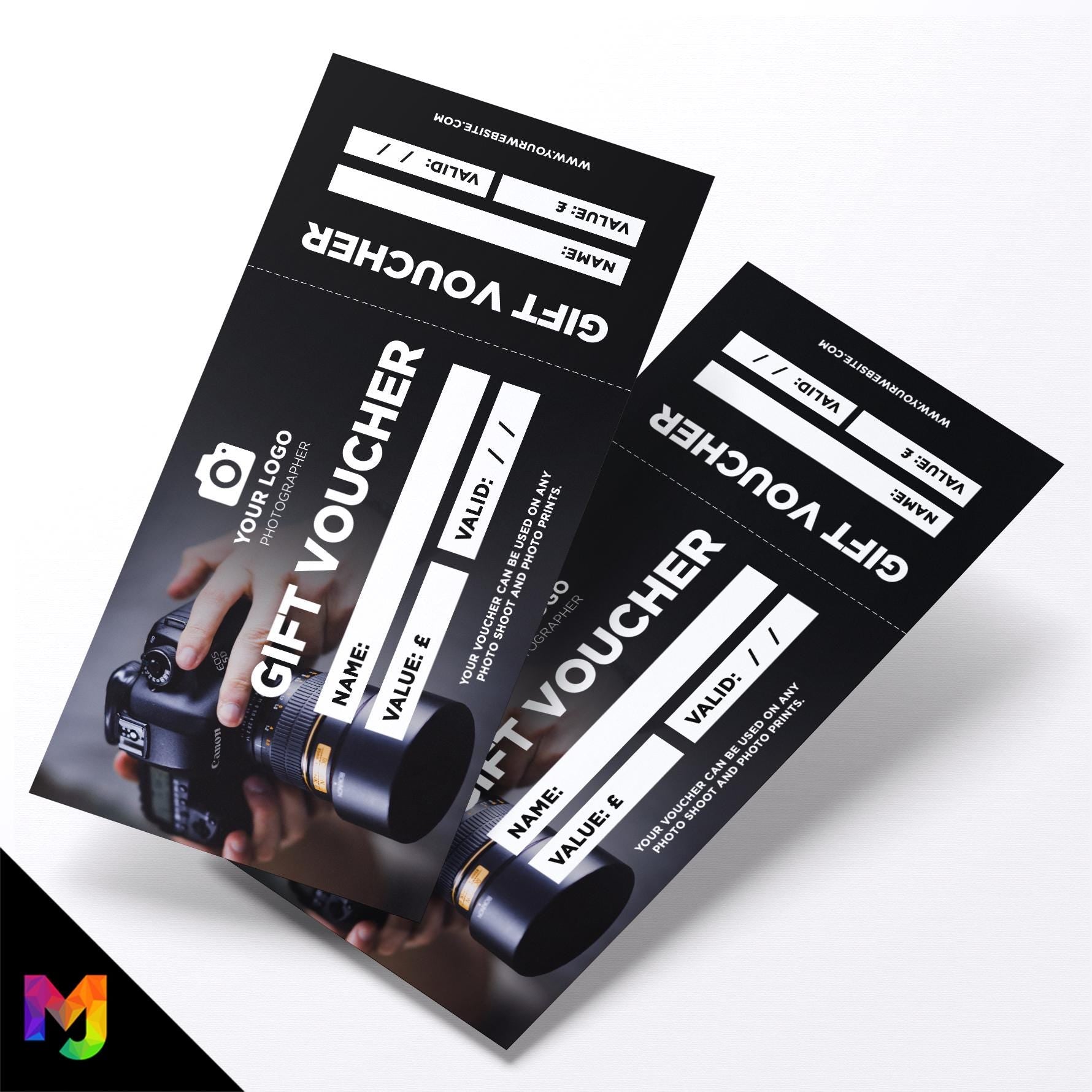 Custom printed gift vouchers | Perforated stubs | Photographer Photo Wedding Photography Studio 1