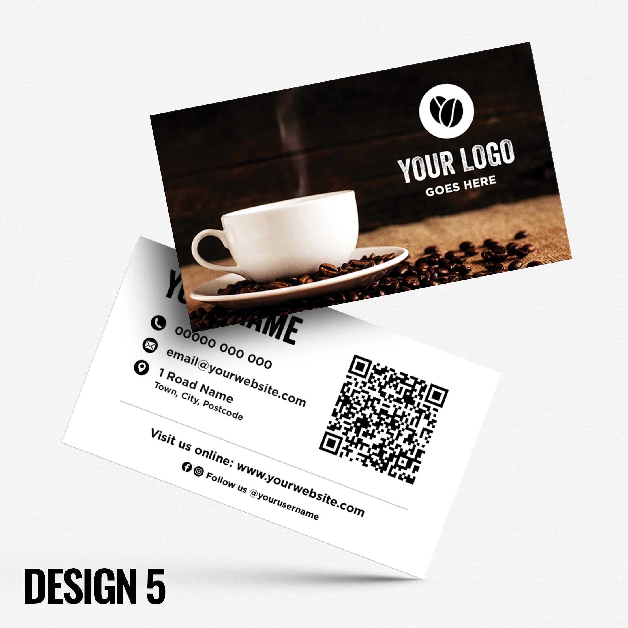 Custom Business Card Printing | Coffee shop cafe barista bistro restaurant kiosk drinks hot mug cup takeaway businesses