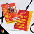Personalised festival style VIP pass & lanyard Invitations Invites | Red design | Music summer fest