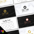 Custom printed loyalty reward cards | Marble design white black rose gold blue pink shiny elegant modern generic businesses