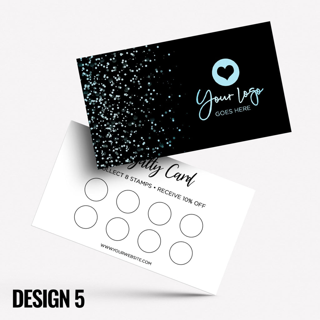 Custom printed loyalty reward cards | Glitter Style Modern Design Gold Rose Blue Pink Glittery Elegant Cute Feminine Businesses
