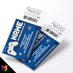 Personalised gaming party ticket style birthday Invitations Invites | Perforated | Blue gamer game battle