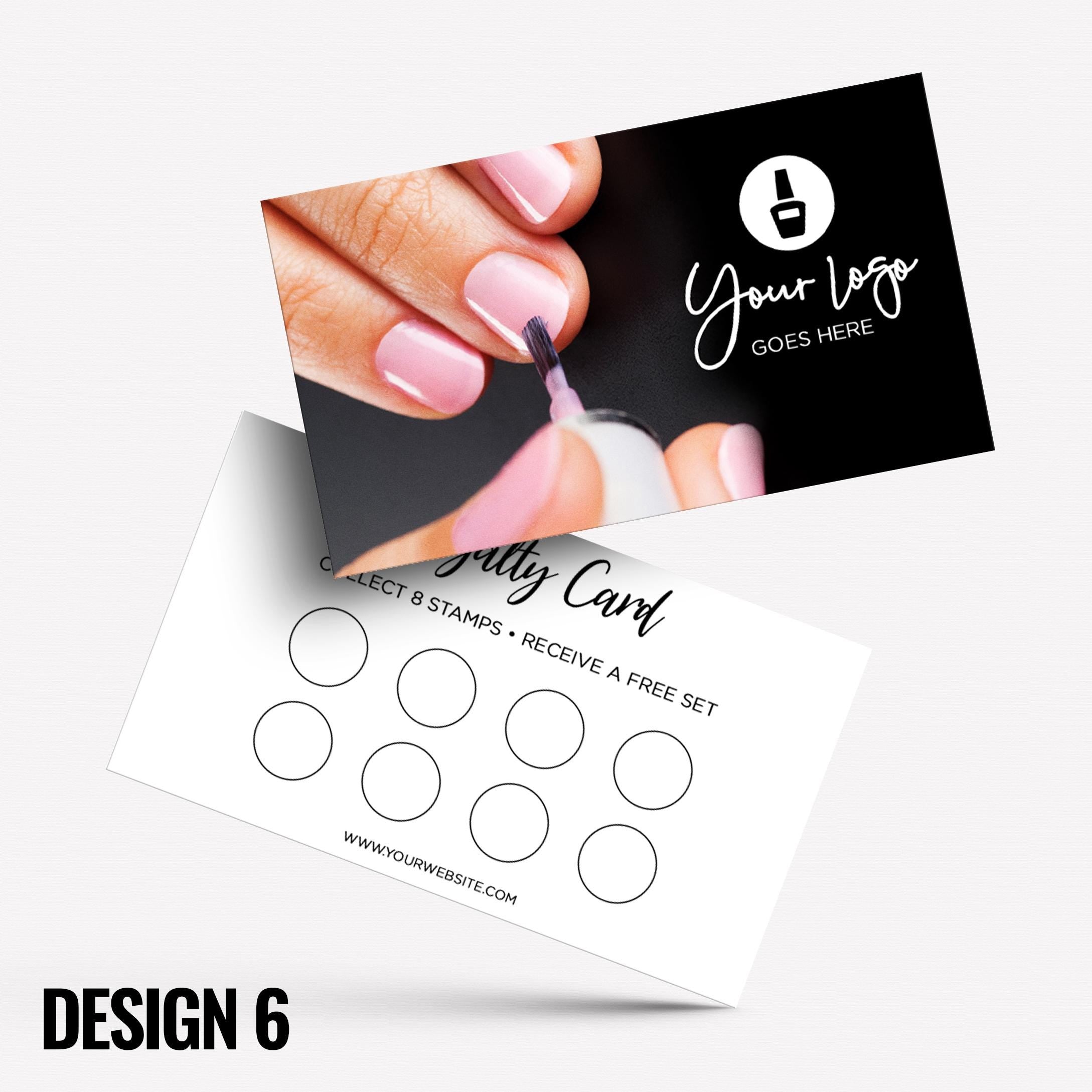 Custom printed loyalty reward cards | Nail artist beautician nails beauty art female hands businesses